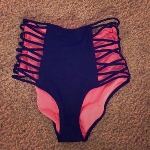 Pink High Waisted Swim Bottoms